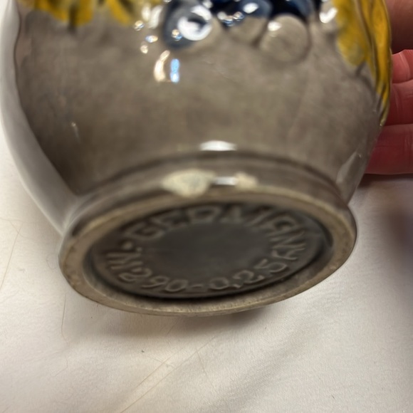 VYG #WestGermany cream pitcher gray with blue and olive green MCM #Cottagecore - Picture 2 of 8